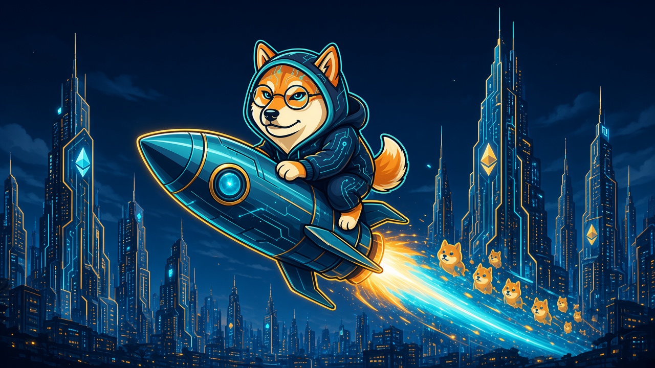 SWARMINU blasting off from the swarm launchpad